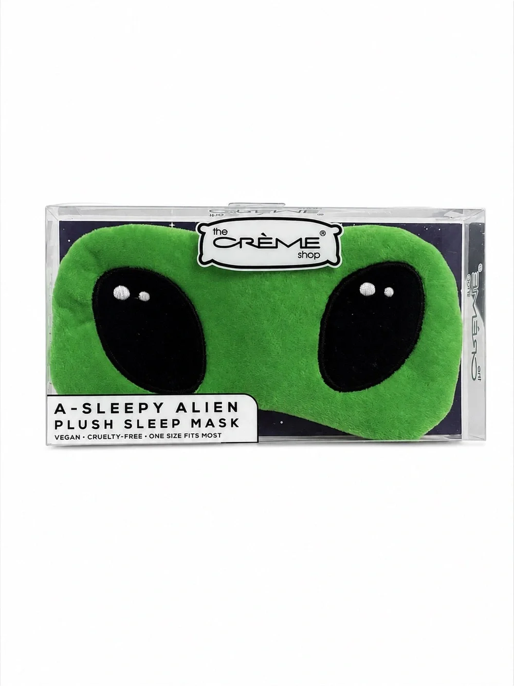 NIB The Crème Shop A-Sleepy Alien Plush Sleep Mask Green Vegan Kawaii